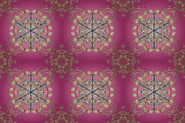 Patroon Oosterse Ornament Islamitisch Ontwerp Bloementegels Gouden Patroon Beige Roze — Stockfoto