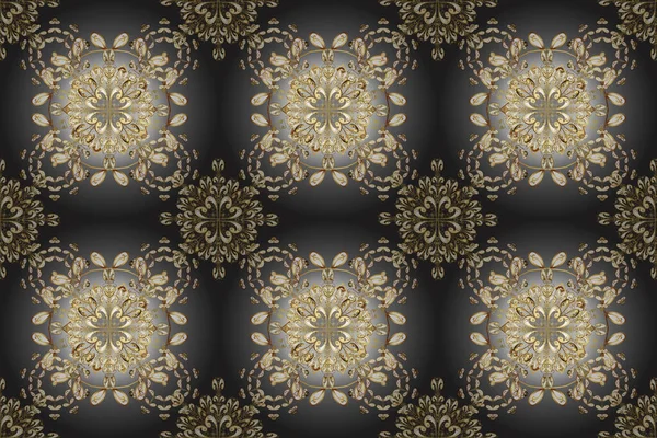 Raster Mehndi Pattern Set Seamless Borders Beige Gray Brown Colors - Stock-foto