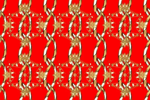 Damask Gold Abstract Flower Seamless Pattern Red Beige Brown Colors — Foto Stock