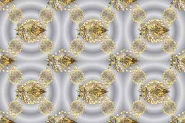 Klasik tarzda hem de. Şirin bak. Kusursuz. Lüks Geometrik Desen. Raster illüstrasyonu. Tarafsız, gri ve bej renklerde gösterim.