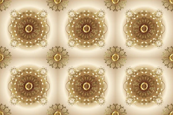 Beautiful pattern for Wallpapers, packaging. Raster. Seamless pattern in Baroque style. Patterns on brown, beige colors. Vintage colorful patterns. Graceful, delicate ornamentation in the Rococo style