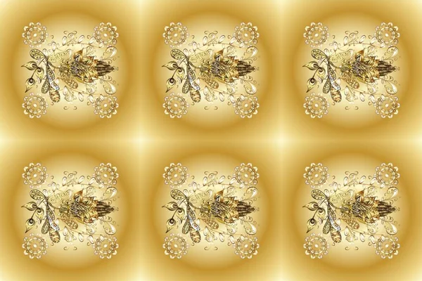 Pictures in neutral, yellow and beige colors. Raster. Seamless. Vintage pattern with arabesques. Traditional classic ornament. Oriental nice pattern with arabesques and floral elements.