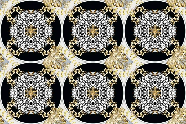 Vintage pattern art design. Cute background for wrappers and wallpaper, design of fabric, paper. Seamless. Art Deco Pattern on gray, black and neutral colors. Raster illustration.