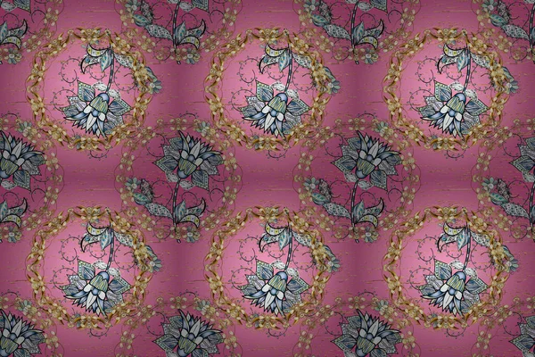 Seamless pattern in Baroque style. Vintage colorful patterns. Beautiful pattern for Wallpapers, packaging. Graceful, delicate ornamentation in the Rococo style. Patterns on pink colors. Raster.