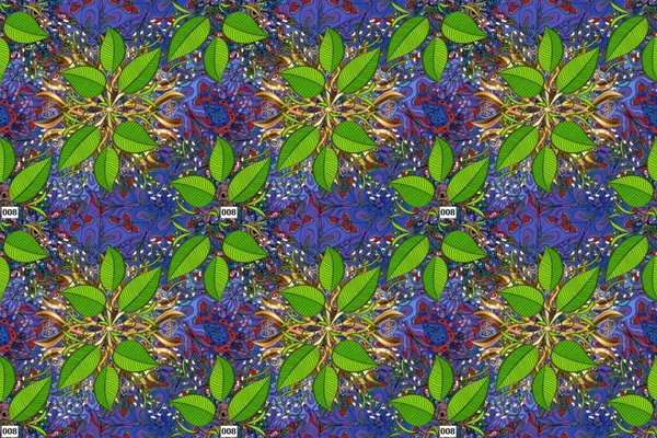 Raster Illustration Flowers Violet Green Blue Colors Raster Illustration Asian — стоковое фото