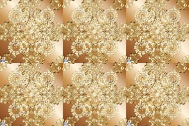 Raster illüstrasyonu. Etnik doğu tarzında dekoratif desen. Tasarım, kına, Mehndi ve dövme için eskiz malzemeleri. Kahverengi, bej ve pano renklerinde desenler.