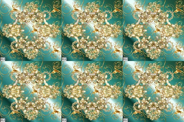 Pictures in blue, green and pano colors. Orient background. Fantasy illustration. Orient raster classic vintage pattern. Sketch abstract background with cute elements.