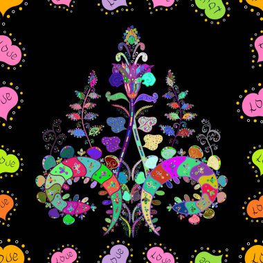 Çizgisiz desen. Şirin çiçekler. Vektör Moda kumaş deseni.