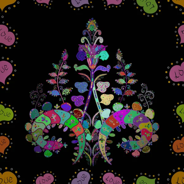 Вектор Модний Візерунок Тканини Дизайн Плоских Елементів Квітів Милий Квітковий — стоковий вектор