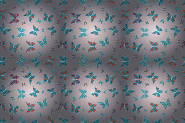Design Butterflies Butterflies Neutral Blue Gray Background Endless Seamless Raster — стоковое фото