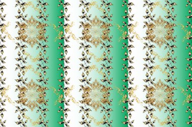 Klasik lüks, eski moda İspanyol aksesuarı, kraliyet Victoria mezhebi. Duvar kağıtları, tekstil ve ambalaj için kusursuz doku. Damask 'ın kusursuz bir geçmişi var. Yeşil, nötr ve beyaz renkli resimler.