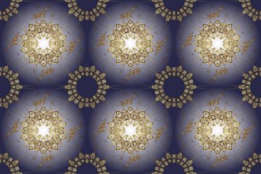 Kusursuz. Sınır çerçeveli desenli halı. Klasik geleneksel çiçek motifli ve geometrik süslemeli renkli doğu mozaiği. Raster illüstrasyonu. Kahverengi ve menekşe renkleri üzerine resim.