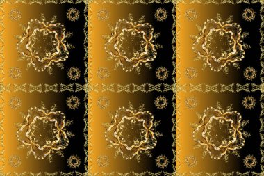 Oriental klasik siyah, kahverengi, sarı ve altın desenli. Kusursuz soyut arkaplan.