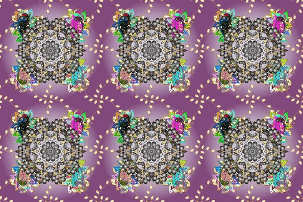 Nature Seamless Pattern Abstract Ornament Mandala Childish Style Ornamental Doodle — Stockfoto