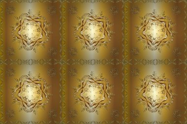 Hoş bir arka plan. Kusursuz geometrik desen. Klasik arka plan. Kahverengi, sarı ve bej renkli resimler. Hoş bir doku. Raster..