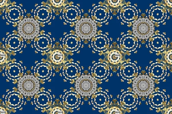 Floral Pattern Wallpaper Baroque Damask Seamless Raster Background Golden Elements — Fotografia de Stock