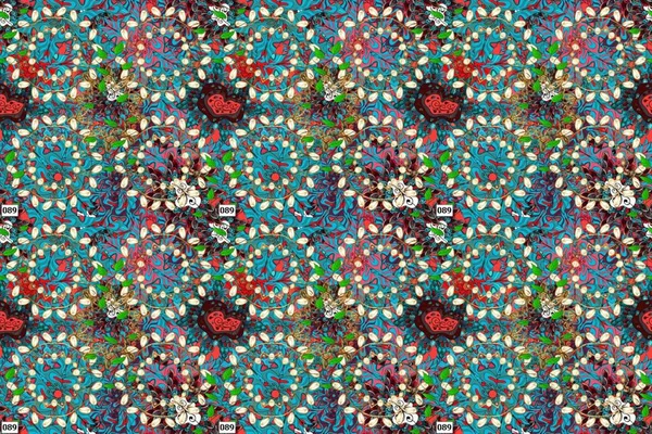 Tropical Seamless Floral Pattern Flowers Brown Blue Green Colors Raster — стоковое фото