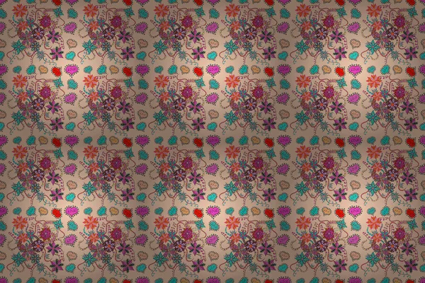 Flowers pattern. illustration. Flat Flower Elements Design. Seamless Chichi fabric pattern. Colour Spring Theme seamless pattern Background.