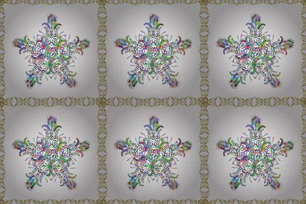 Vintage Baroque Mandala Ornament Green Neutral White Colors Decorative Design — стоковое фото