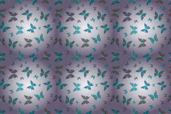 Illustration Gray Blue Neutral Colors Raster Butterflies Pattern Fashion Nice — Foto Stock