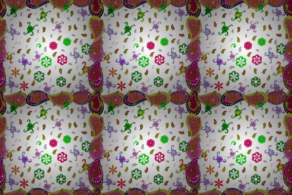 Raster Abstract Patroon Handgetekende Mandala Een Witte Groene Gele Kleur — Stockfoto