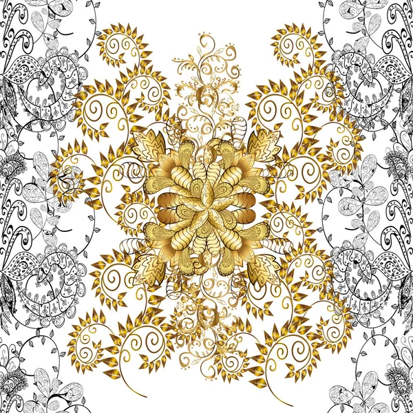 Seamless Oriental Nice Pattern Arabesques Floral Elements Pictures White Yellow — 图库照片