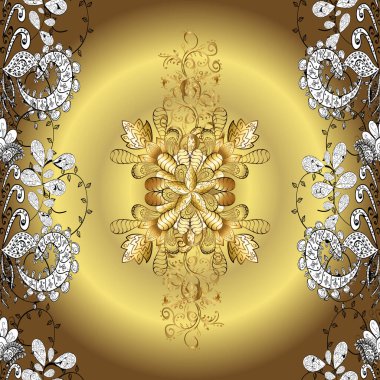 Basit bir şekilde. Ağ, tekstil ve duvar kağıtları için kusursuz desen. Vintage nötr, sarı ve kahverengi geometrik süs.