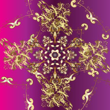 Kumaş ve tekstil için harika, duvar kağıdı, ambalaj ya da her istenen fikir için. Eski model. Geleneksel, etnik, Türk, Hint motifleri. Mor, mor ve kahverengi süslemeli, çiçeksiz desenli..