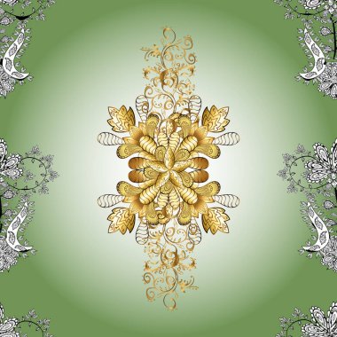 Çizim, karalama, gri, nötr ve yeşil renkleri karala. Vektör. Tebrik kartları, düğün, logo, kumaş baskısı için kullanılabilir. Kusursuz girdap şekli. Sonsuz bukle süsü. Basit bir şekilde.