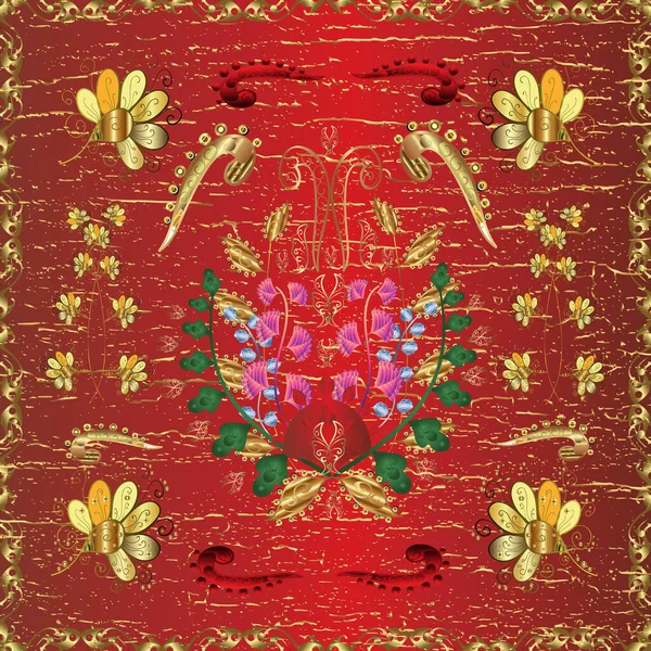 Illustration Yellow Brown Red Colors Vintage Pattern Arabesques Seamless Oriental — Stockfoto