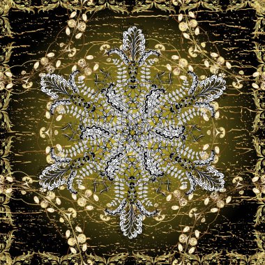 Vektör. Arabesk dokusu soyut vintage arkaplan, döşeme yüzeyi süsleme deseni. Renkli Faslı 'dan muhteşem, pürüzsüz yama kalıpları. Gri, kahverengi ve siyah desenler.