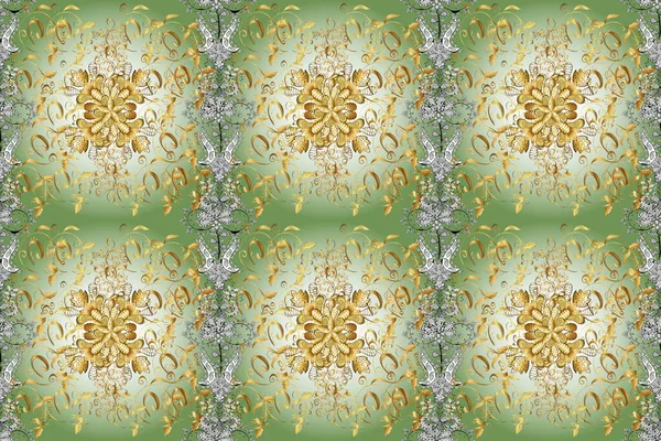 Vintage background. Cute background. Pictures in neutral, gray and green colors. Cute texture. Seamless geometric pattern.