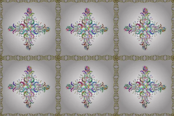 Christmas Snowflake New Year Vintage Pattern White Green Neutral Colors — Stok fotoğraf