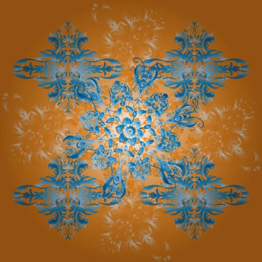 Vector template greeting card, invitation and advertising banner, brochure on a yellow, orange and blue colors. Vintage Invitation or wedding card with mandala pattern and elegant floral elements.