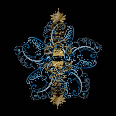 Snowflake ornament Vector illustration. Cute ornament object. Snowflake isolated. Snowflake ornament on a golden colors.