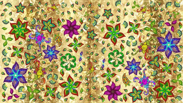 Flat Flower Elements Design. Sketch pattern with flower. Flowers on yellow, beige and neutral colors. Colour Spring Theme sketch pattern Background.