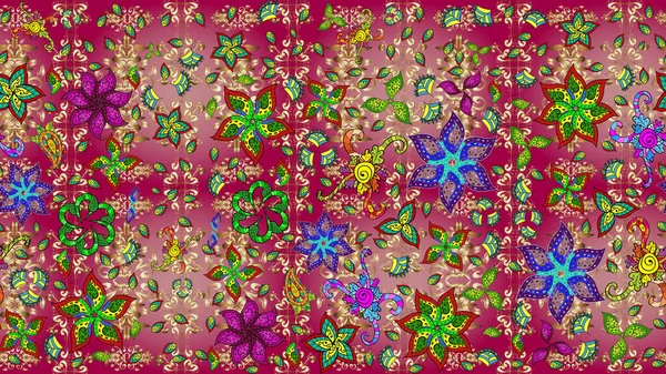Sketch Floral Pattern Raster Illustration Colour Spring Theme Sketch Pattern — Stockfoto