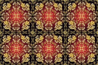 Kahverengi, kırmızı ve siyah renkler üzerine illüstrasyon. Paisley el çizimi elementler. Fantezi çiçekli kusursuz desen, doğal duvar kağıdı, çiçek desenli kıvrım çizimi. Ev dekoru.