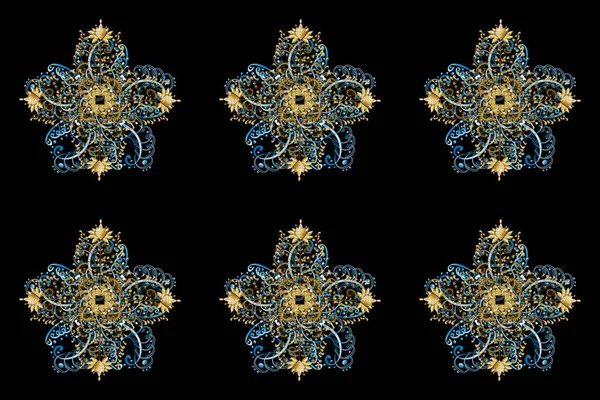 Snowflake Ornamental Pattern Flat Design Snowflakes Isolated Colorful Background Snowflakes — Stockfoto