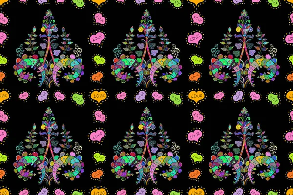 Floral Seamless Pattern Background Summer Flowers Flowers Black Green Pink — Photo