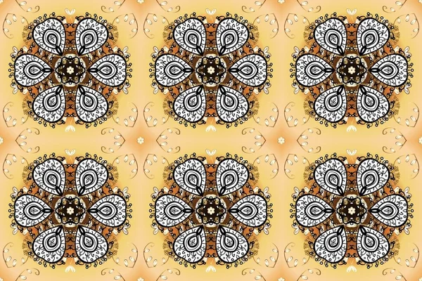 Retro baroque decorations element with flourishes calligraphic ornament. Vintage style design collection for Posters, Placards, Invitations, Banners. Illustration in gray, yellow colors. Seamless.