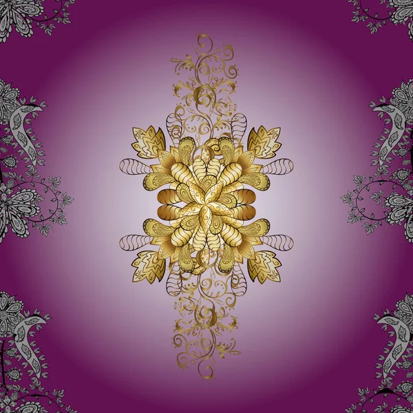 Oriental Vector Pattern Arabesques Floral Elements Traditional Classic Purple Violet — Vetor de Stock