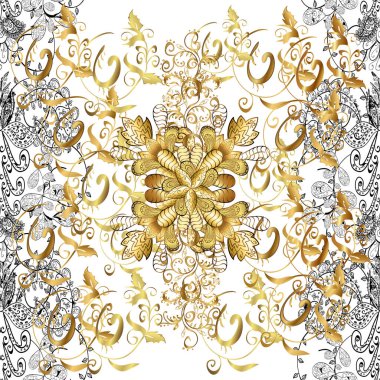 In simple style. Seamless pattern for web, textile and wallpapers. Vector illustration. Vintage black, brown and white geometric ornament.