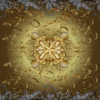 Scribble, sketch, doodle on neutral, brown and yellow colors. In simple style. Vintage background. Vector illustration. Hand drawn wallpaper seamless pattern.