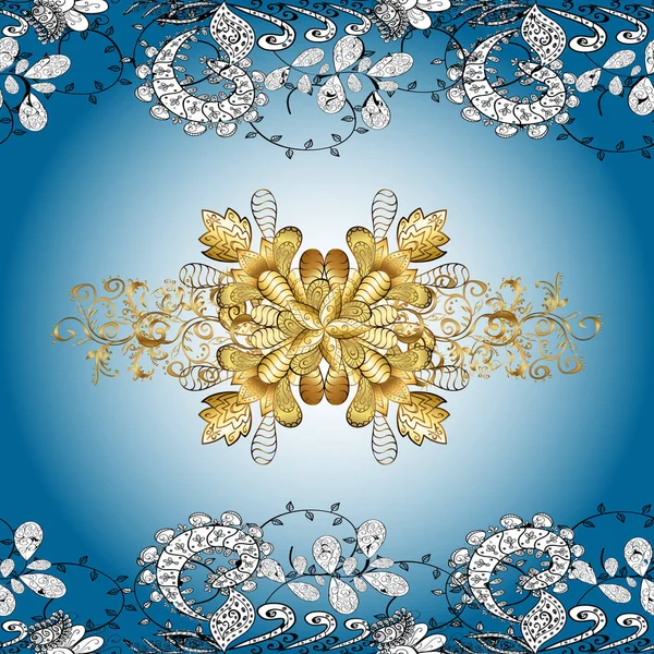 Vector Oriental Ornament Frame Decorative Colored Foil Blue Neutral White — Archivo Imágenes Vectoriales