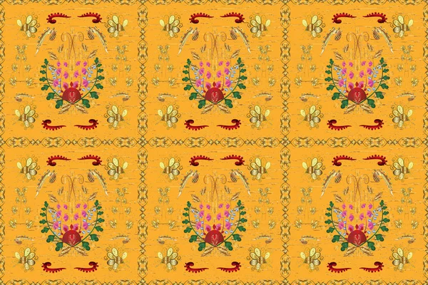 Traditional Classic Beige Yellow Brown Colors Ornament Element Seamless Vintage — Φωτογραφία Αρχείου