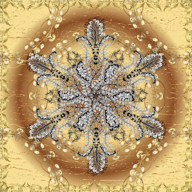 Classic seamless vector pattern. Damask orient ornament. Classic vintage background. Orient beige, yellow and brown ornament for fabric, wallpaper and packaging. Fantasy nice illustration.