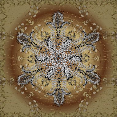 Luxury Geometric Pattern. Seamless. Cute Look. Vector illustration. In vintage style. Illustration in brown, yellow and beige colors.