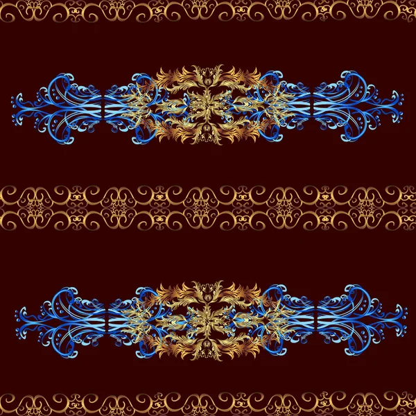 Seamless Victorian Swirly Ornaments Scroll Decorative Vintage Elements Curl Line — Zdjęcie stockowe