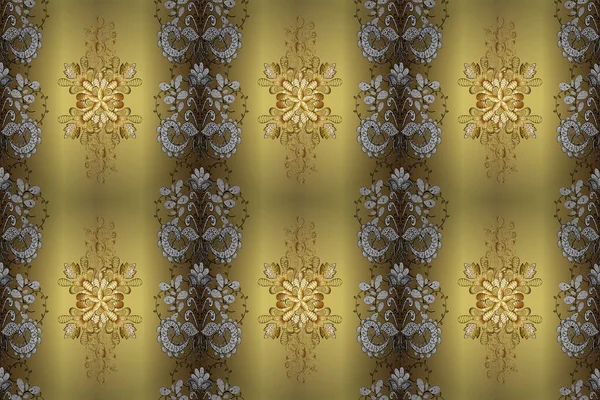 Seamless Oriental Raster Pattern Arabesques Floral Elements Traditional Classic Brown — Stock fotografie